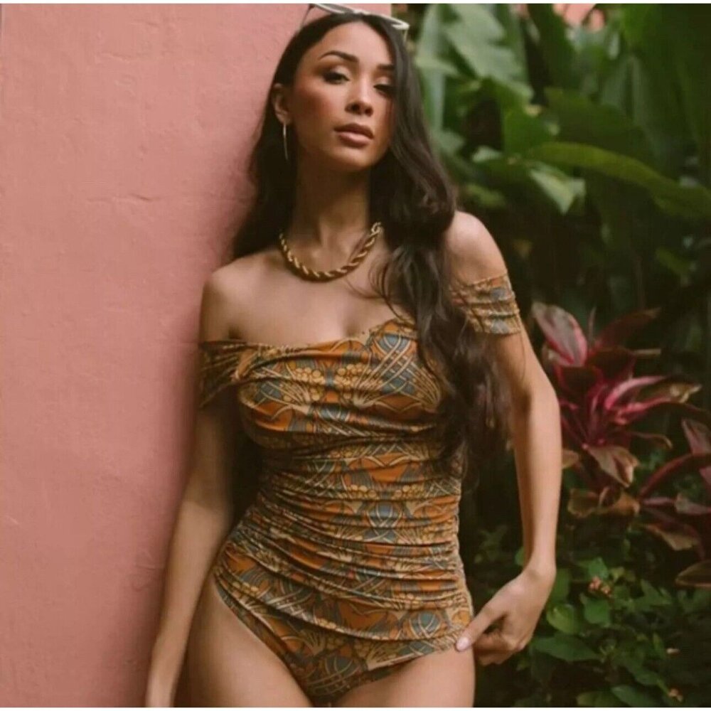 Albion Fit XL Golden Hour One Piece Swimsuit Off Shoulder